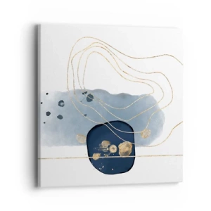 Quadro em tela - Fantasia azul e dourada - 40x40 cm