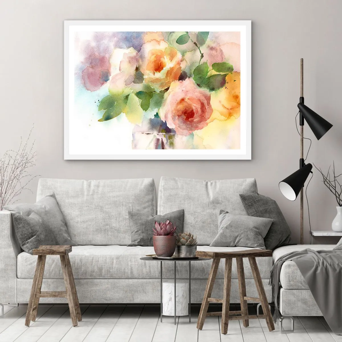 Pôster em moldura branca - Delicado como uma aquarela - 70x50 cm