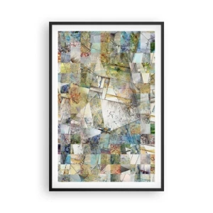 Pôster com moldura preta - Embaralhamento geométrico - 61x91 cm