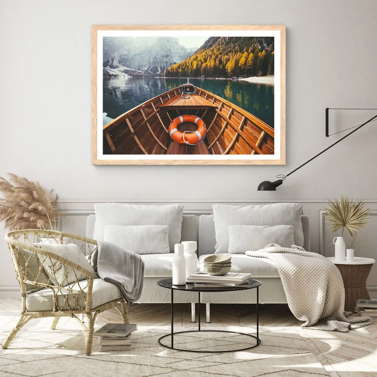 Pôster com moldura de carvalho claro - Excursão na montanha - 70x50 cm