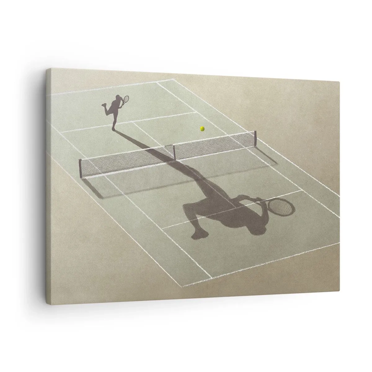 Quadro em tela - sombra de um jogador de tênis na quadra durante uma partida de tênis - 70x50cm - Supera-te - Decoração de parede moderna para a sala de estar e quarto ARTTOR