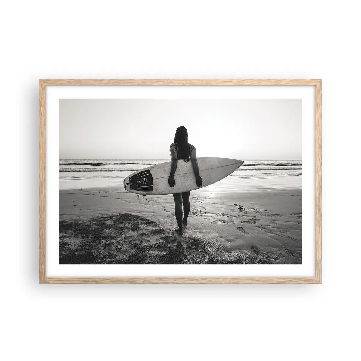Pôster com moldura de carvalho claro - Filha da onda do mar - 70x50 cm