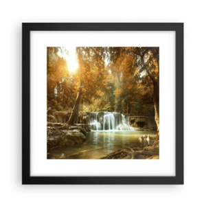 Pôster com moldura preta - A cascata do parque - 30x30 cm
