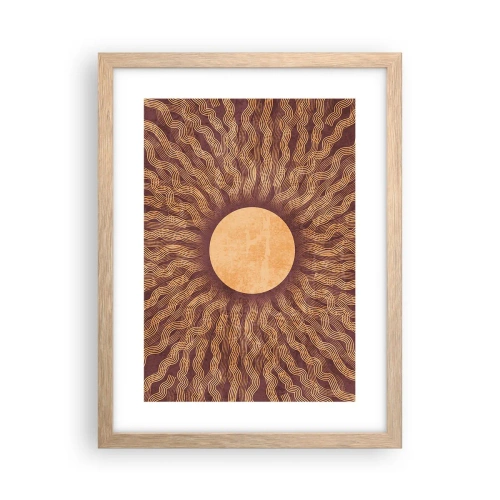Pôster com moldura de carvalho claro - Ícone do sol - 30x40 cm