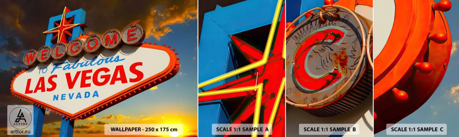 Amostra de Papel de Parede Standard Eco - Por um sorriso do destino - Viagens, Las Vegas, Cidade - 100x30 cm