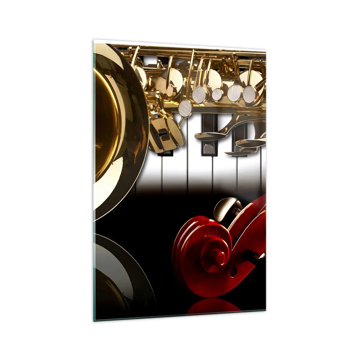 Quadro em vidro - Metal, madeira e marfim - 70x100 cm