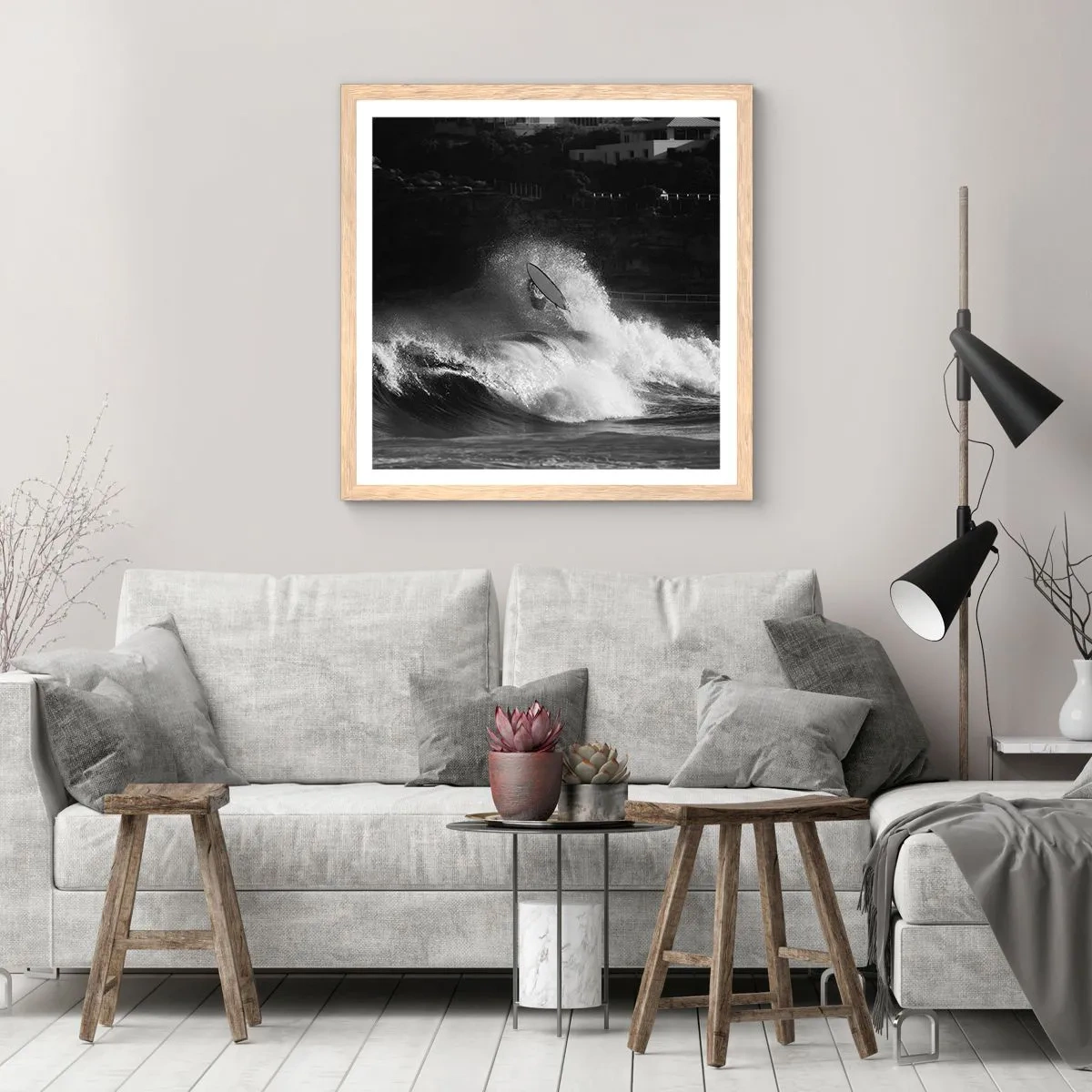 Pôster com moldura de carvalho claro - Desafio aceito! - 60x60 cm