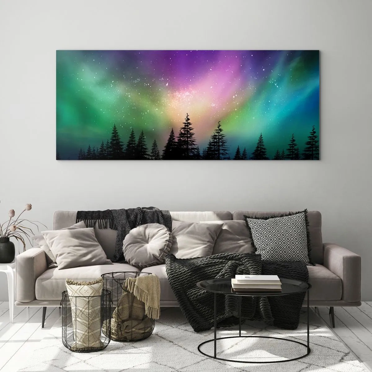 Quadro em vidro - Magia branca - 100x40 cm