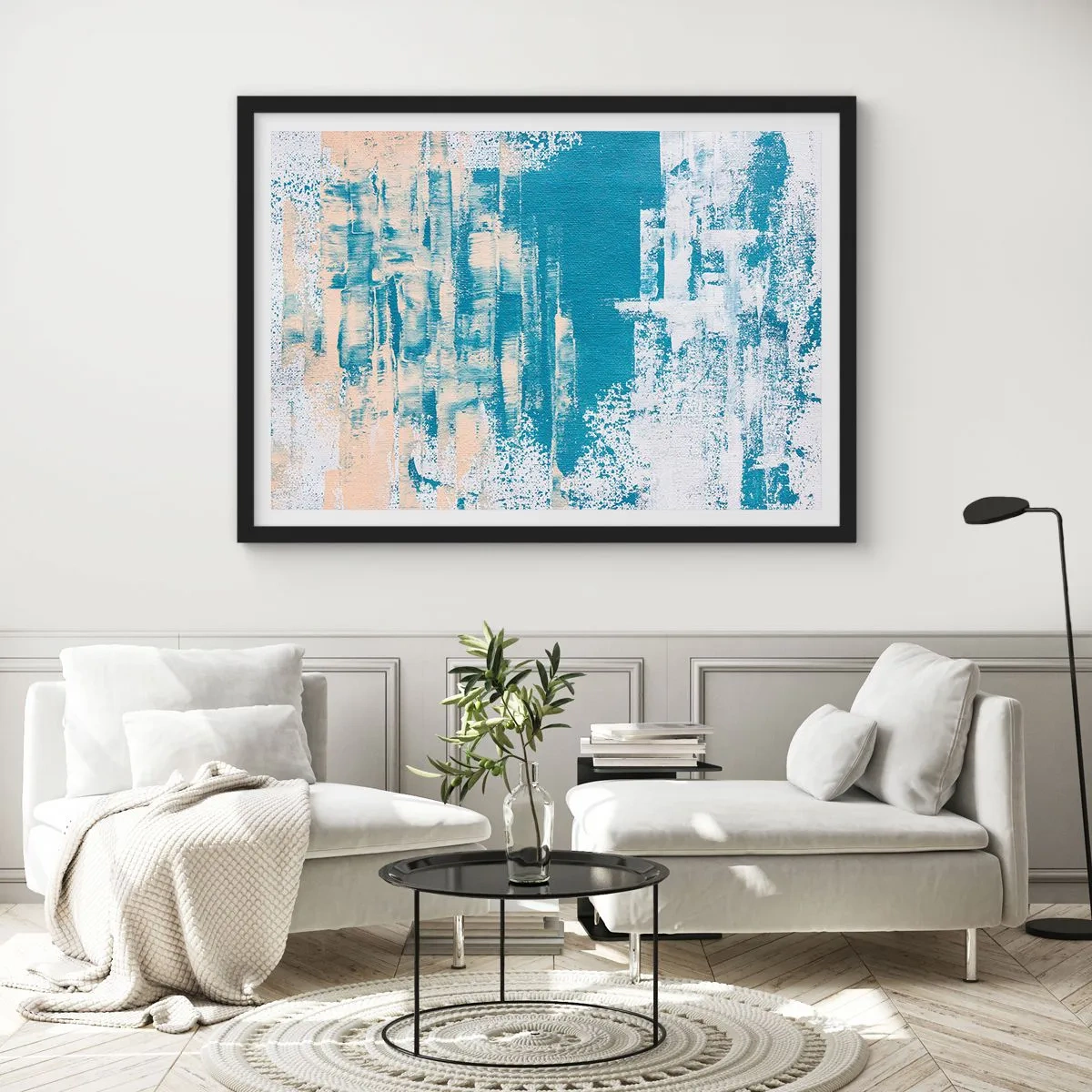 Pôster com moldura preta - Através da estalactite de gelo - 70x50 cm