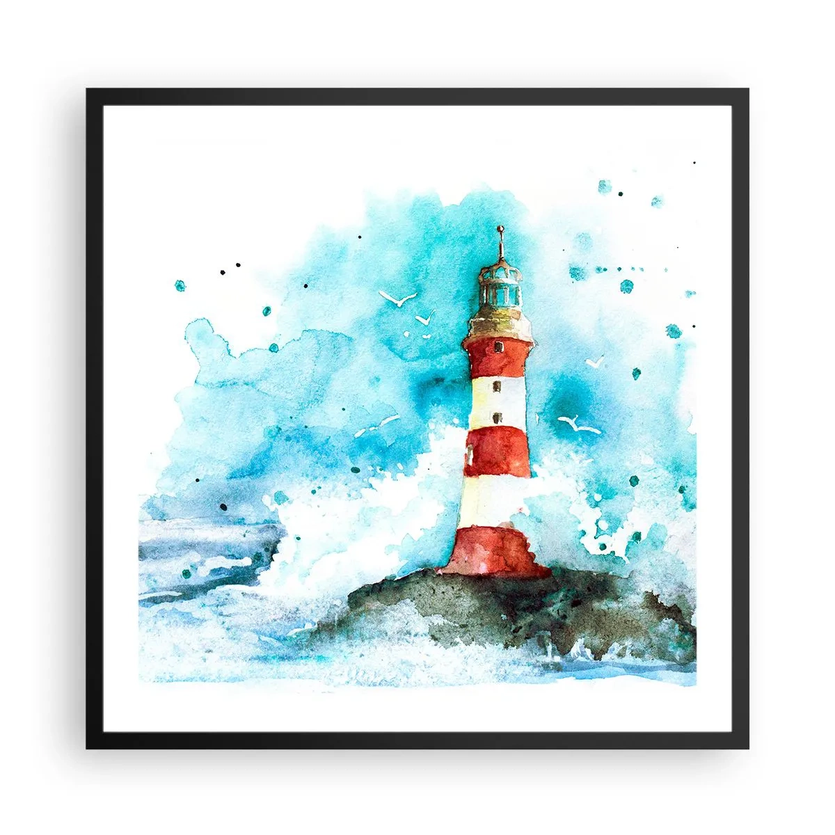 Pôster com moldura preta - Unidade dos elementos da natureza - 60x60 cm