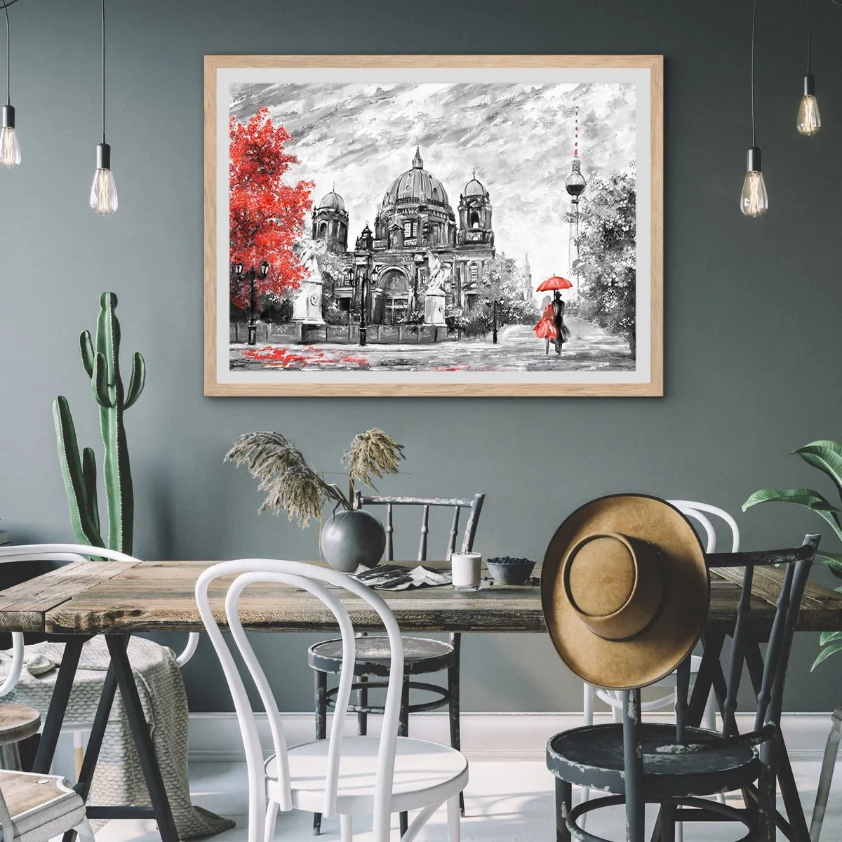 Pôster com moldura de carvalho claro - Reunião em Berlim - 100x70 cm