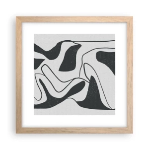 Pôster com moldura de carvalho claro - Labirinto abstrato divertido - 30x30 cm