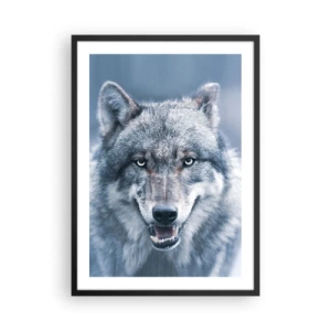 Pôster com moldura preta - Retrato de um lobo em uma paisagem de inverno - 50x70cm - Vai aceitar o desafio? - Decoração de parede moderna para a sala de estar e quarto ARTTOR