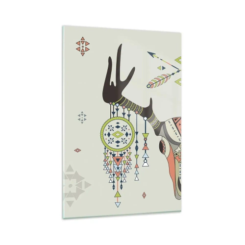 Quadro em vidro - Troféu de caçador indiano - 80x120 cm