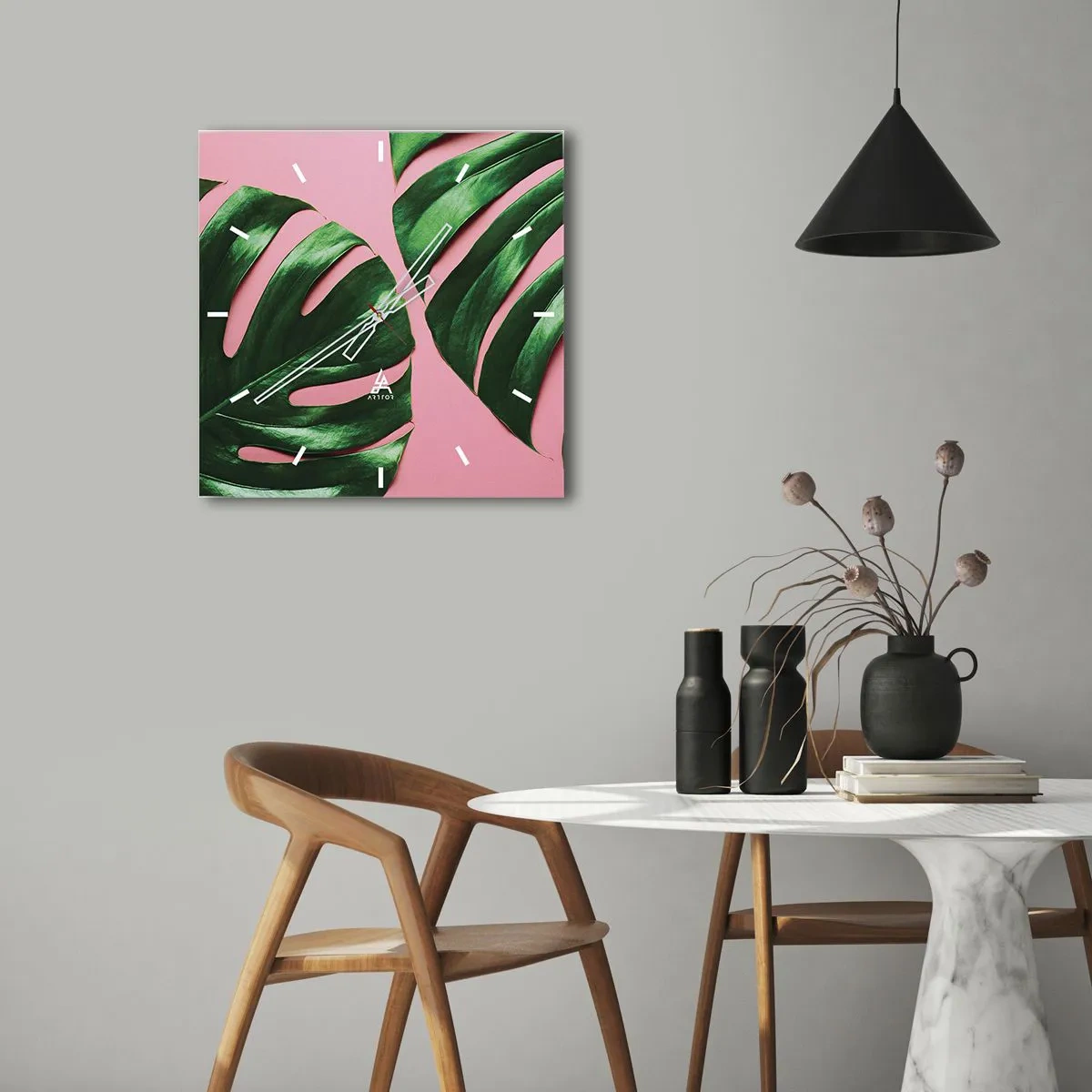 Relógio de parede - Relógio em vidro - Encontro verde - 30x30 cm