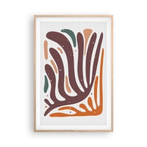Pôster com moldura de carvalho claro - Composição orgánica radiante - 61x91 cm