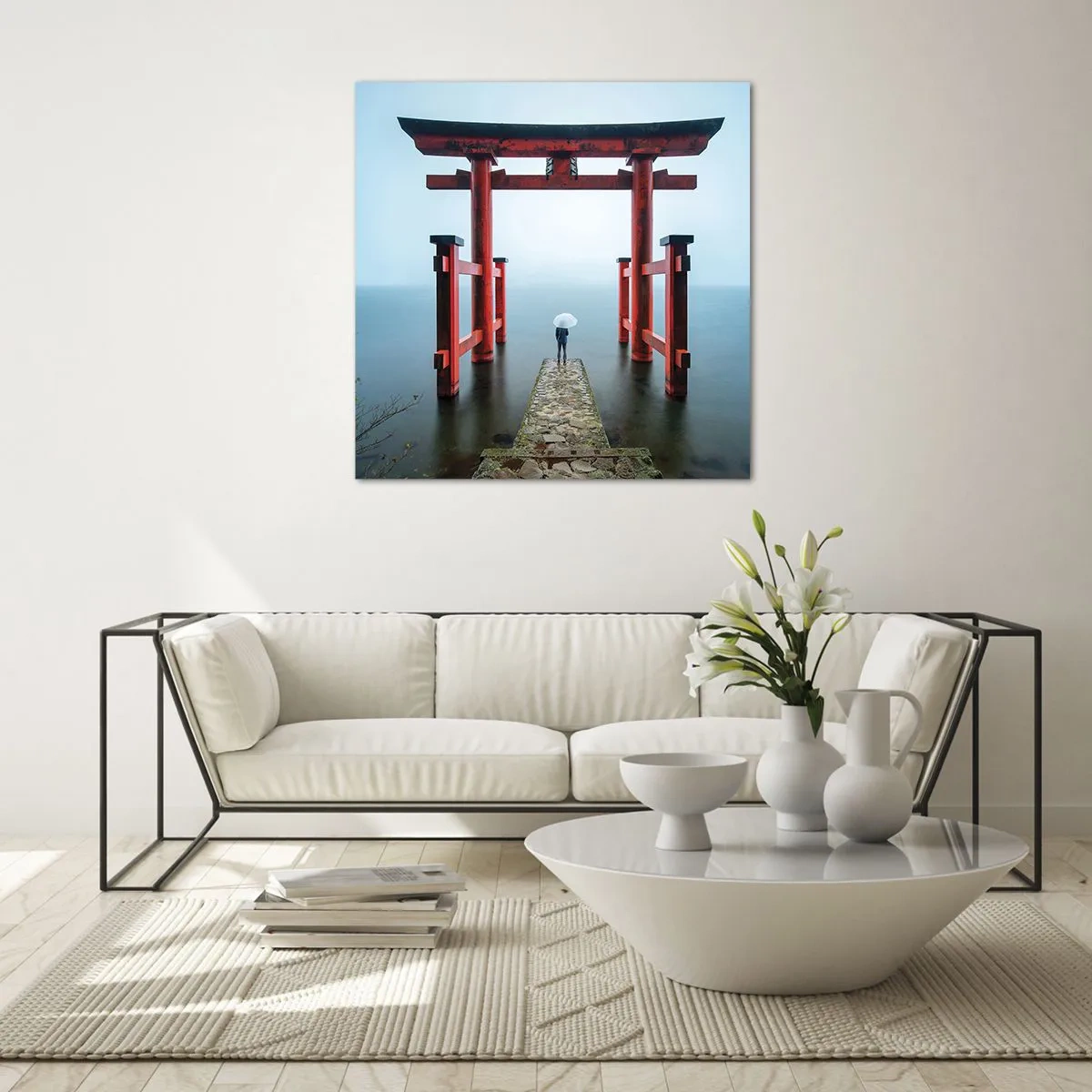 Quadro em vidro - Devaneio japonês - 30x30 cm