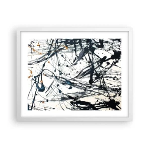 Pôster em moldura branca - Abstração expressionista - 50x40 cm