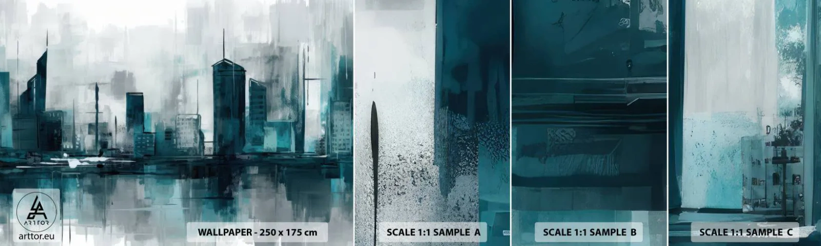 Amostra de Papel de Parede Standard Eco - Uma cidade da cor da chuva - Cidade, Arquitetura, Pedaço - 100x30 cm