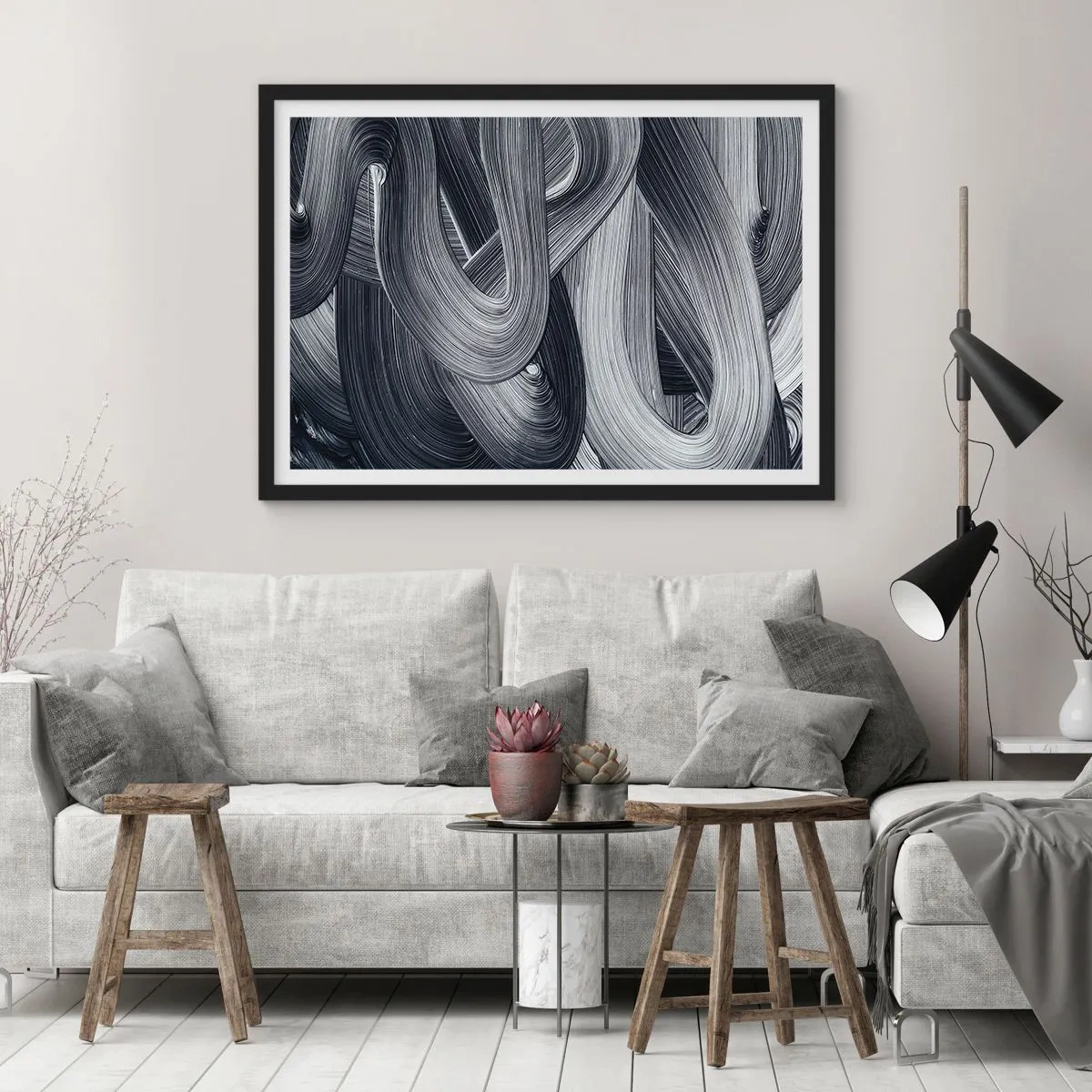 Pôster com moldura preta - A fluidez da realidade - 70x50 cm