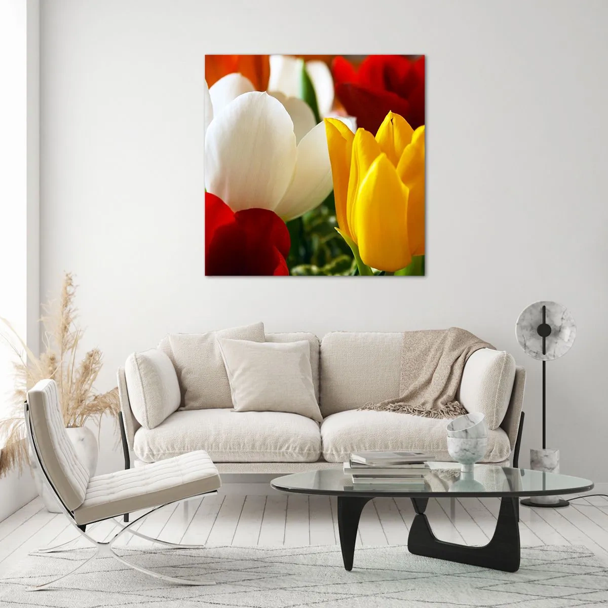 Quadro em vidro - Febre das tulipas - 30x30 cm