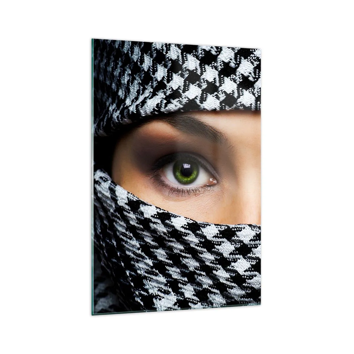 Quadro em vidro - Retrato de uma beleza velada de olhos verdes - 70x100 cm
