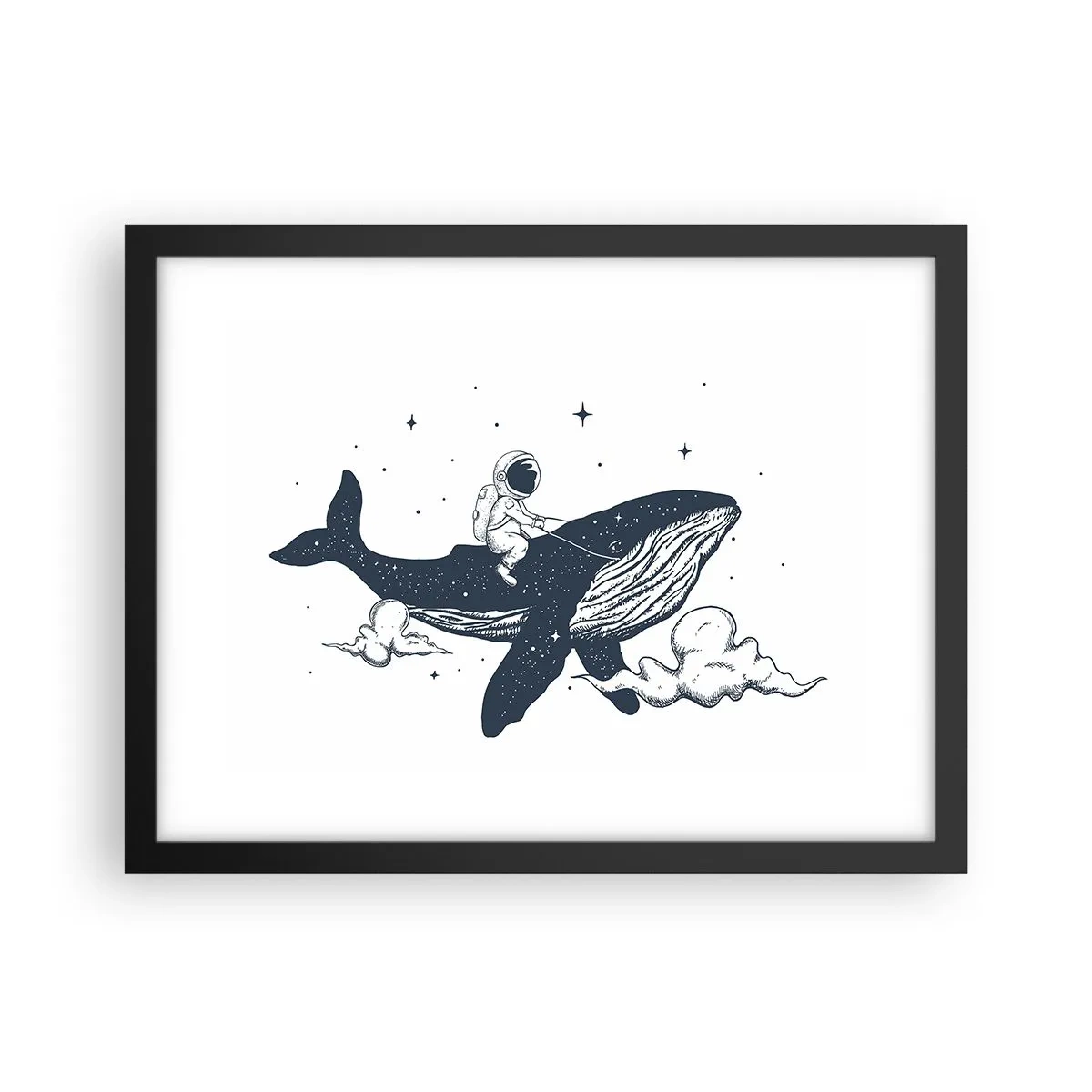 Pôster com moldura preta - Aventura espacial - 40x30 cm