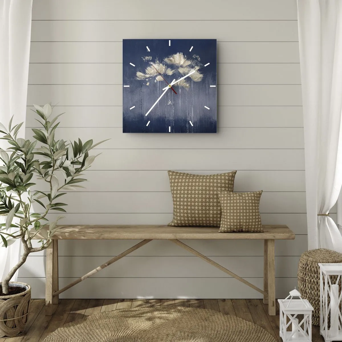 Relógio de parede - Relógio em vidro - Como pétalas ao vento - 40x40 cm