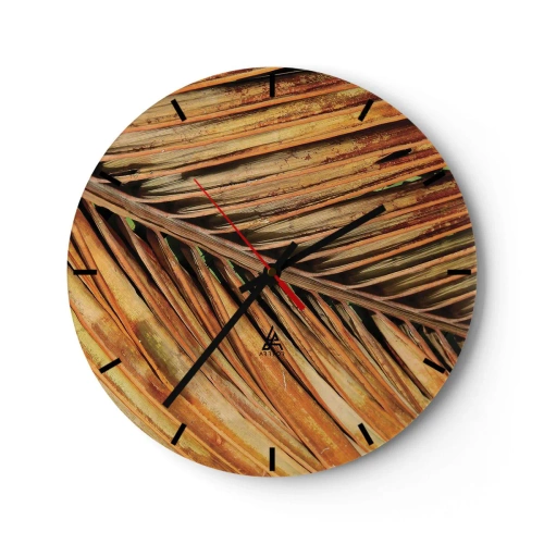 Relógio de parede - Relógio em vidro - Ouro de coco - 40x40 cm