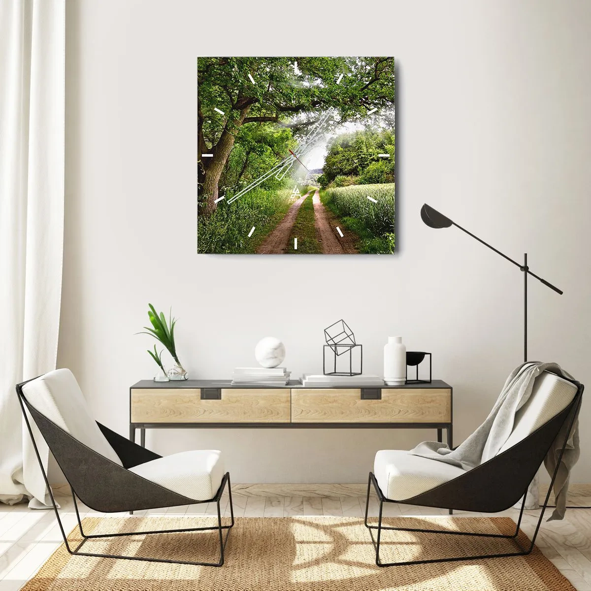 Relógio de parede - Relógio em vidro - Os pastores de Arcadia - 30x30 cm