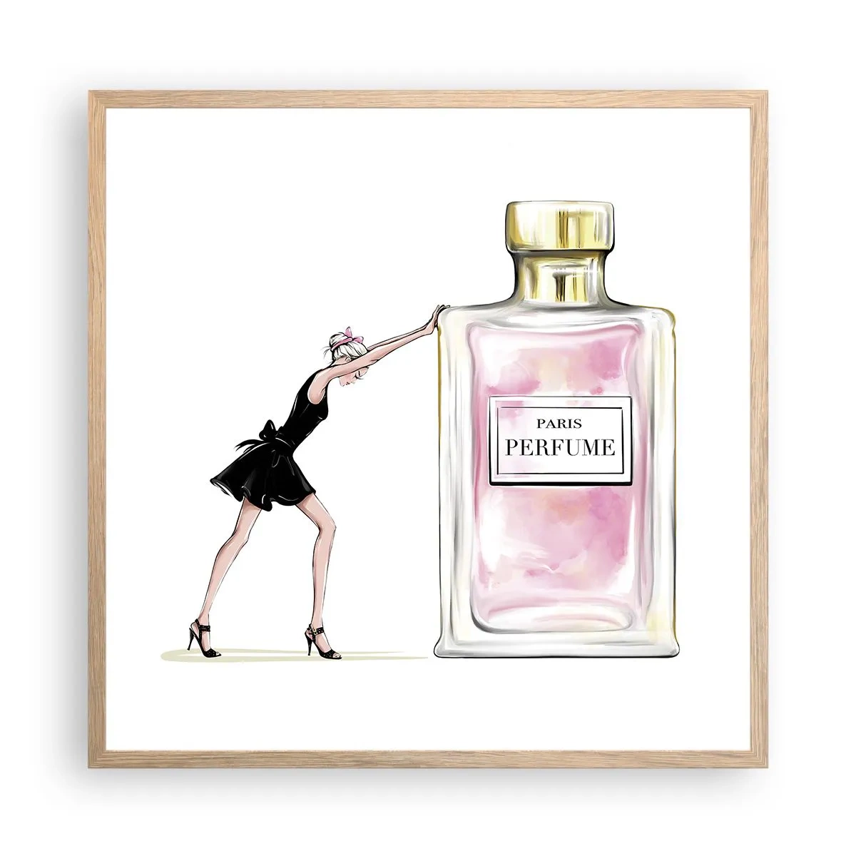 Pôster com moldura de carvalho claro - A essência da feminilidade - 60x60 cm