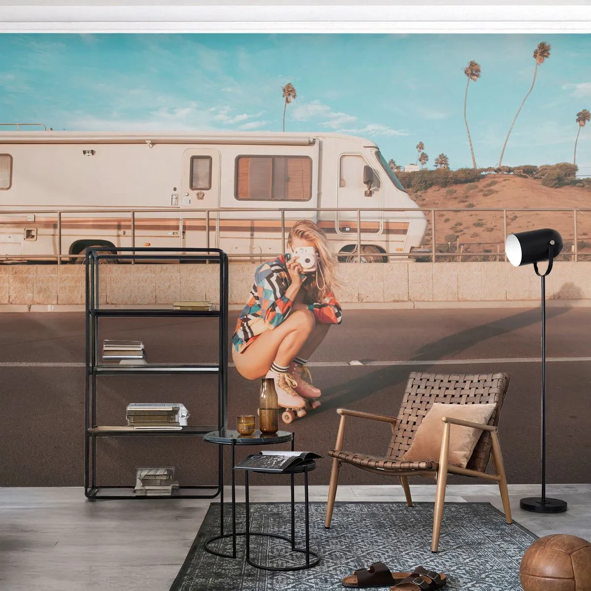 Papel de Parede Premium Sand - Sorria, por favor! - Paisagem, Campista, Mulher - 150x105 cm