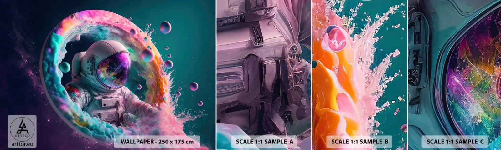 Amostra de Papel de Parede Standard Eco - Portão estrela - Astronauta, Galáxia, Futurista - 100x30 cm