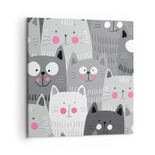 Quadro em tela - O mundo dos gatos - 50x50 cm