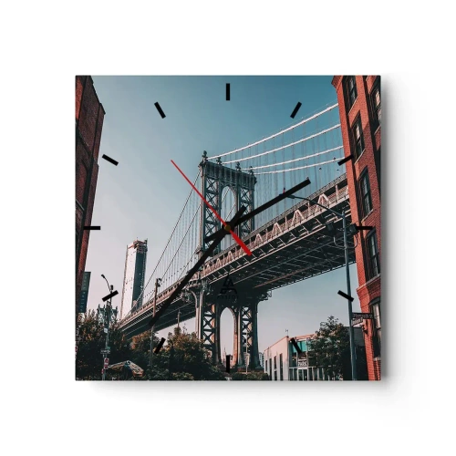 Relógio de parede - Relógio em vidro - Sobre as ondas da cidade - 40x40 cm