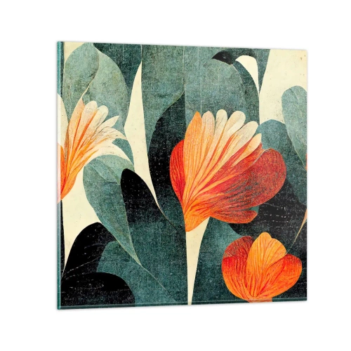 Quadro em vidro - O calor dos trópicos e o frescor da vegetação - 70x70 cm