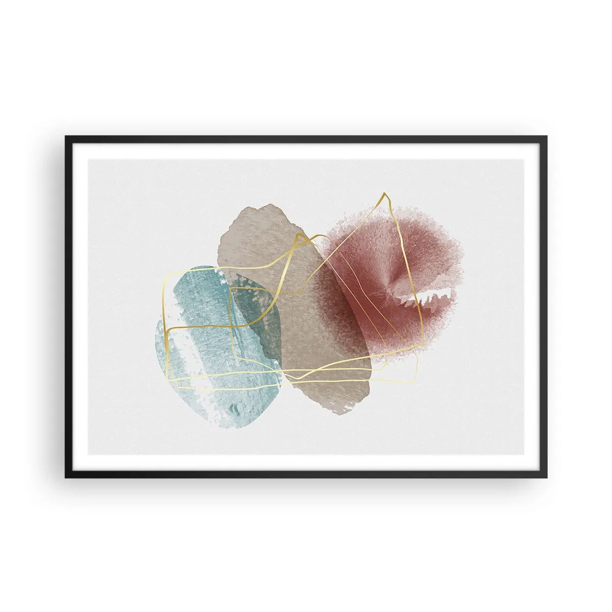 Pôster com moldura preta - Corais espaciais - 100x70 cm