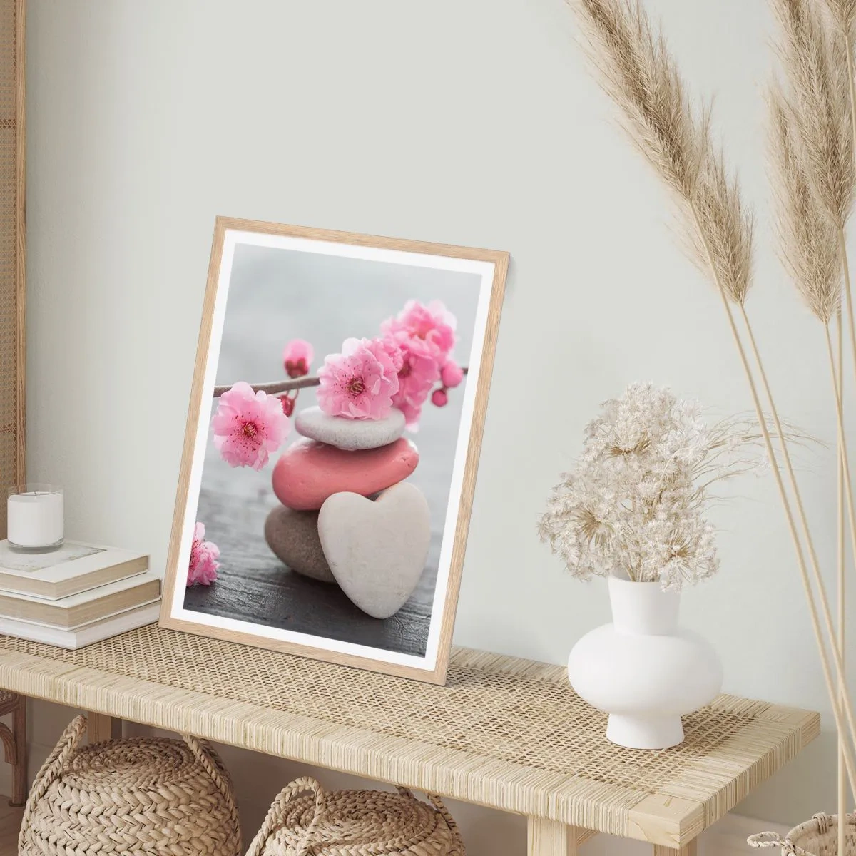 Pôster com moldura de carvalho claro - Flor de cerejeira - 70x100 cm