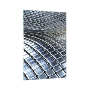 Quadro em vidro - Onda de prata metálica - 70x100 cm