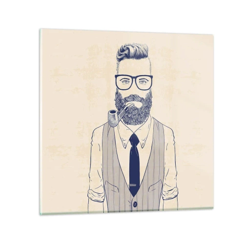 Quadro em vidro - Alegre, masculino e elegante - 40x40 cm