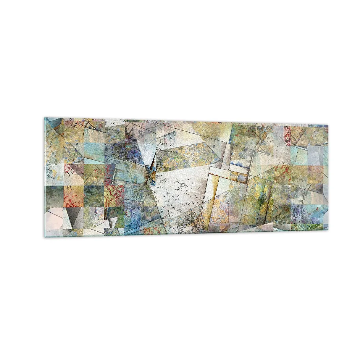 Quadro em vidro - Embaralhamento geométrico - 140x50 cm