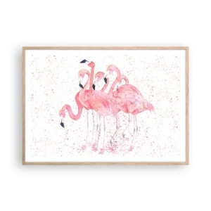 Pôster com moldura de carvalho claro - Conjunto cor-de-rosa - 100x70 cm