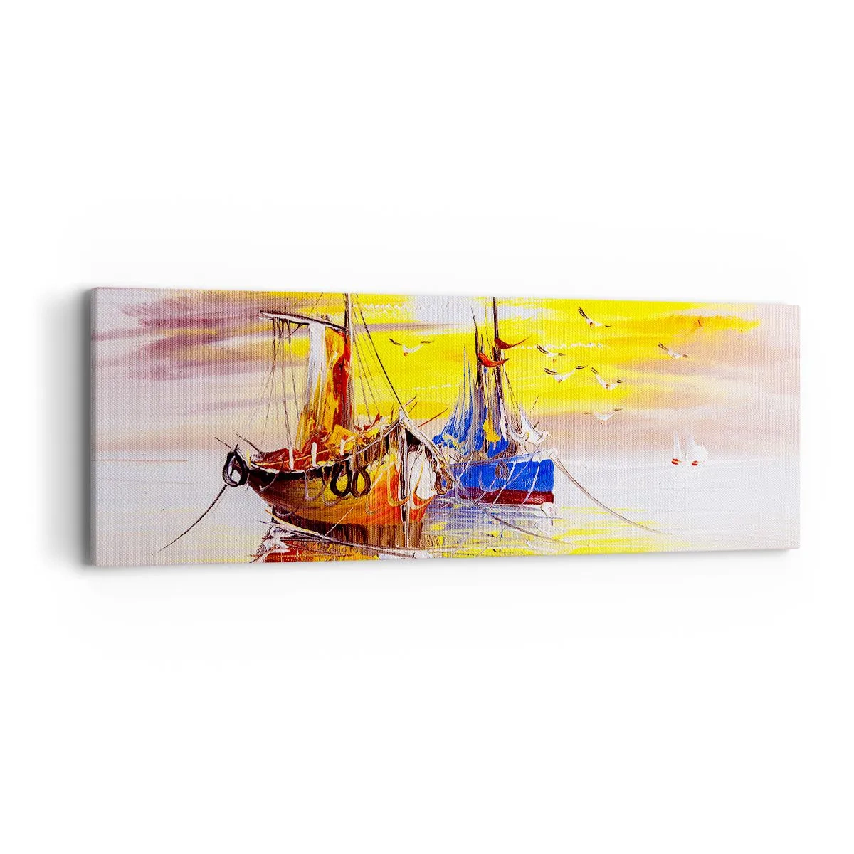 Quadro em tela - Um merecido descanso no porto - 90x30 cm