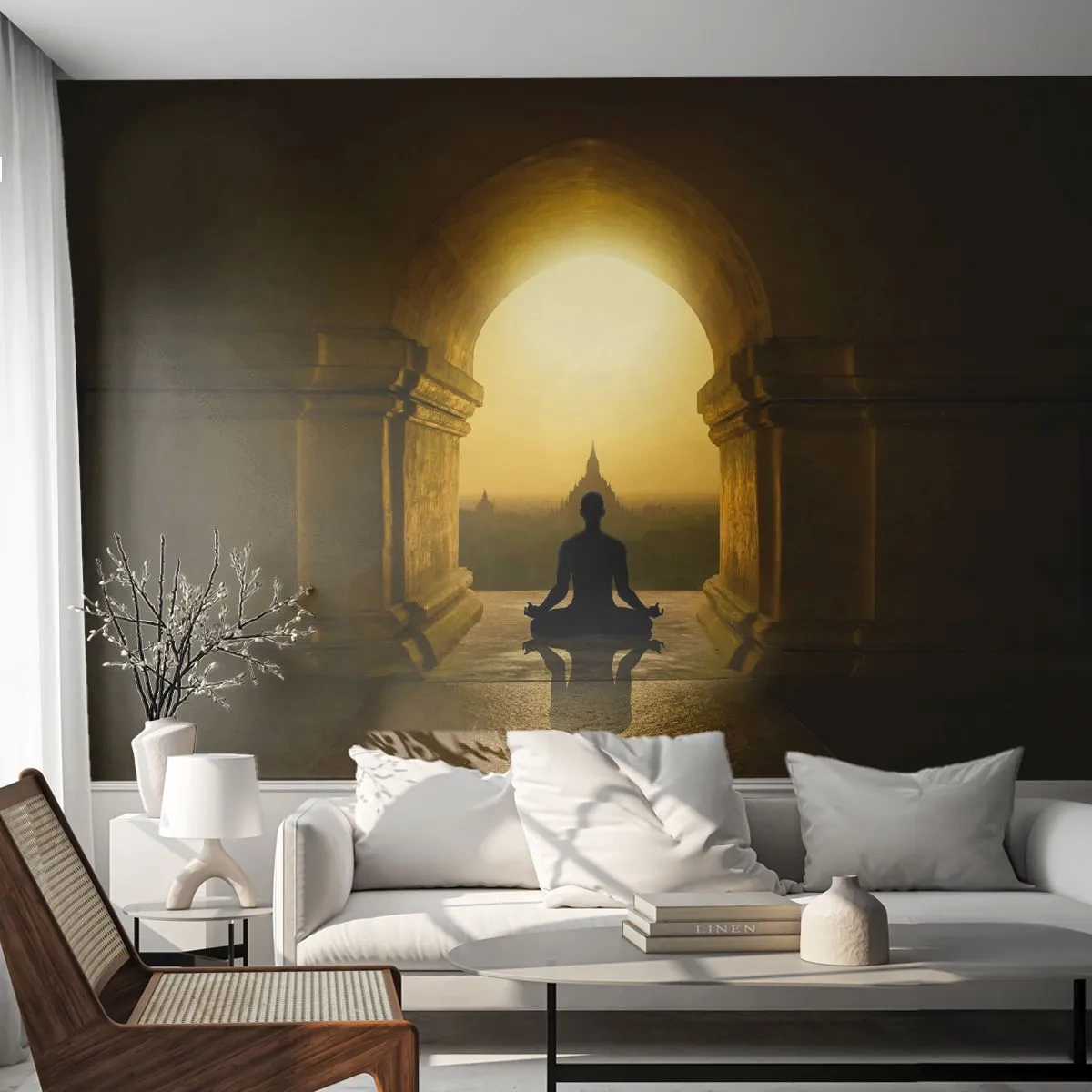 Papel de Parede Premium Sand - Harmonia completa - Meditação, têmpora, Buda - 350x256 cm