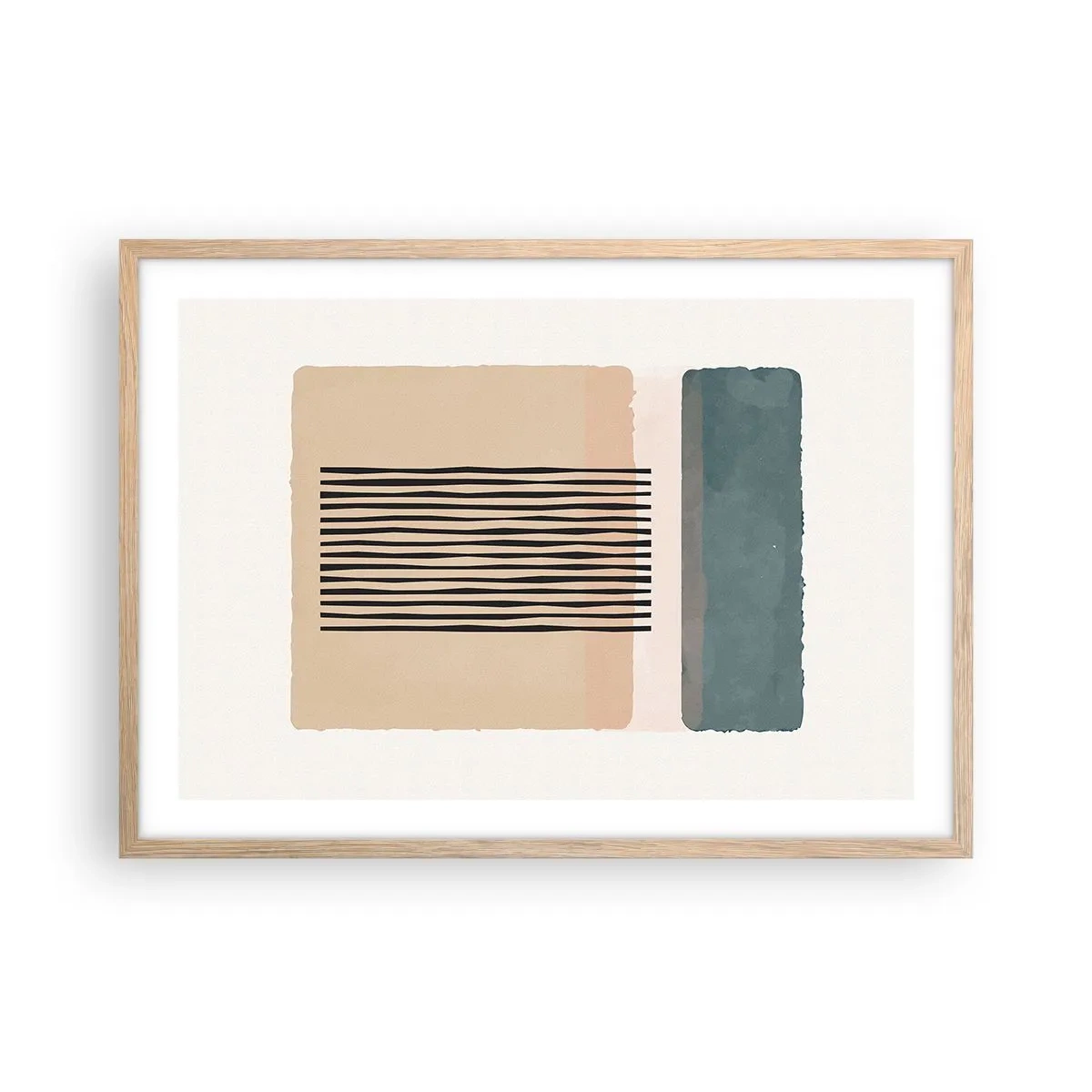 Pôster com moldura de carvalho claro - Está tudo bem - 70x50 cm