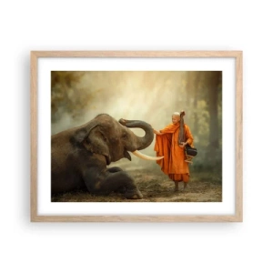 Pôster com moldura de carvalho claro - Encontro na viagem - 50x40 cm