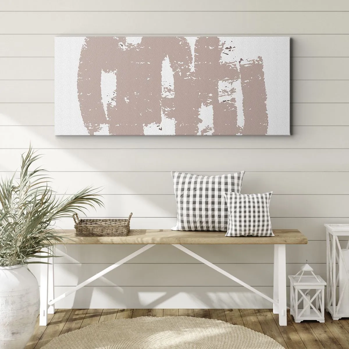 Quadro em tela - Abstração em rosa suave - 90x30 cm