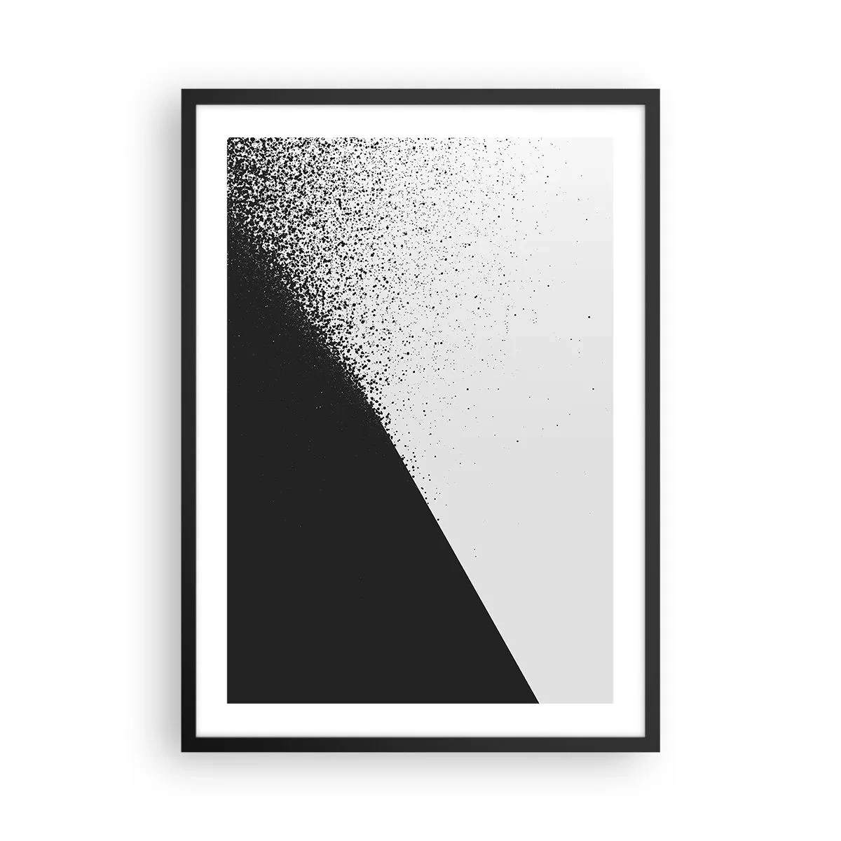 Pôster com moldura preta - Padrão abstrato em preto e branco - 50x70cm - Cada vez mais rápido, cada vez mais - Decoração de parede moderna para a sala de estar e quarto ARTTOR