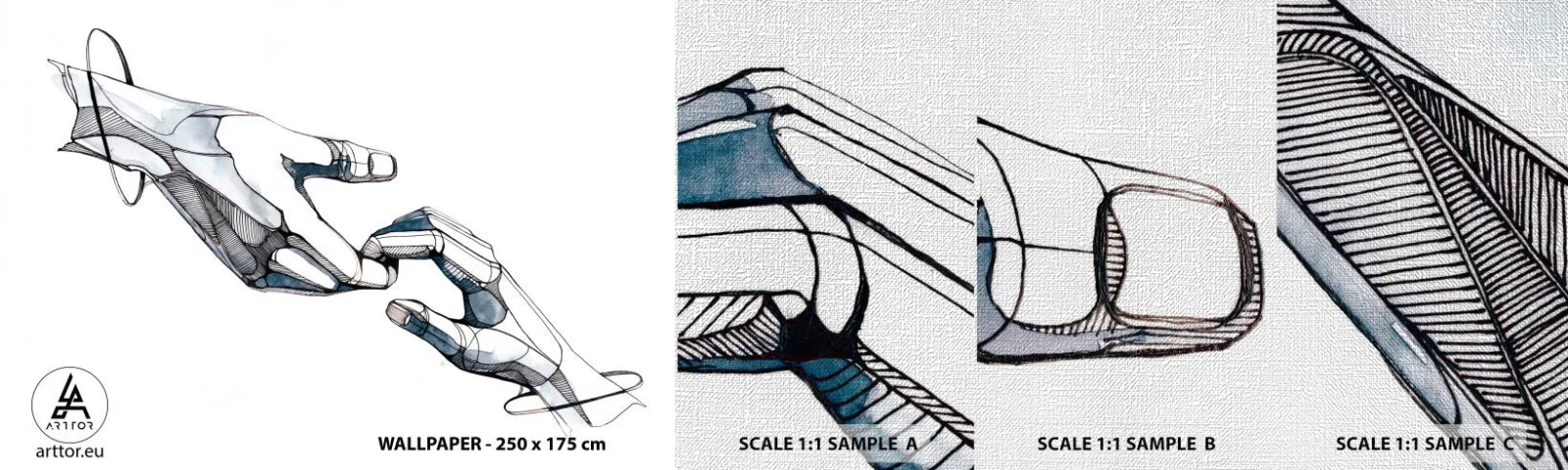Amostra de papel de parede Premium Canvas - Um bom gesto - Abstração, Mãos, Gráficos - 100x30 cm