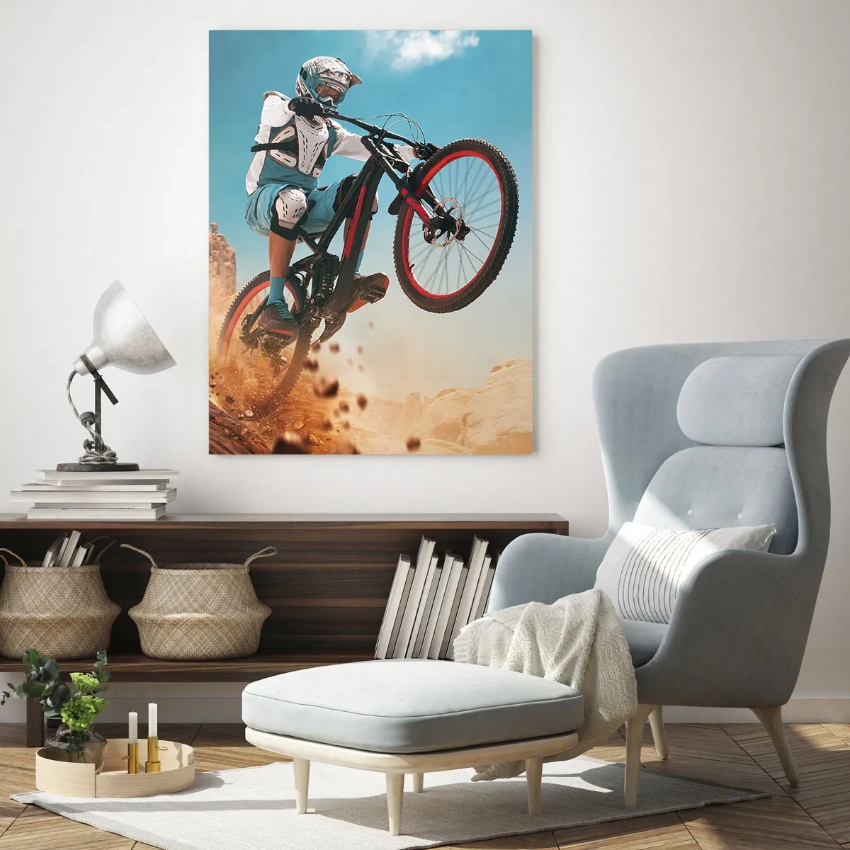 Quadro em vidro - Loucura demoníaca da bicicleta - 50x70 cm